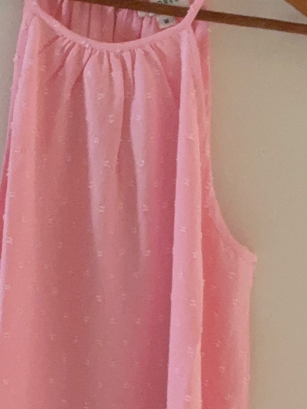 ANDREE BY UNIT Pink Sleeveless Swiss Dot Tank NWOT Medium Soft and Feminine